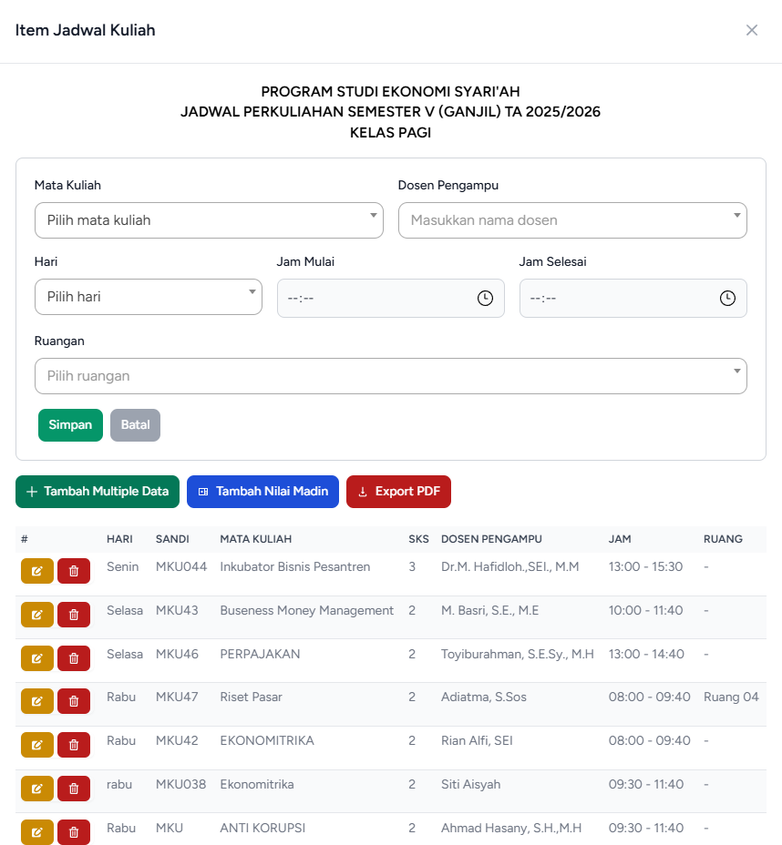 Item Jadwal Kuliah