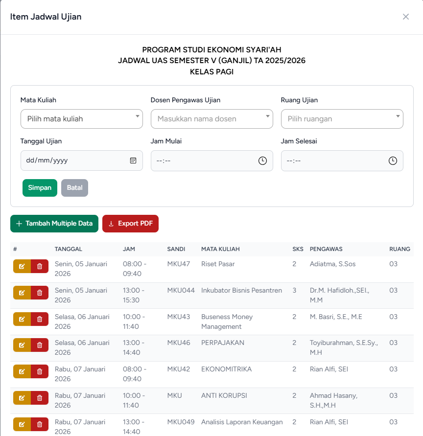 Item Jadwal Ujian