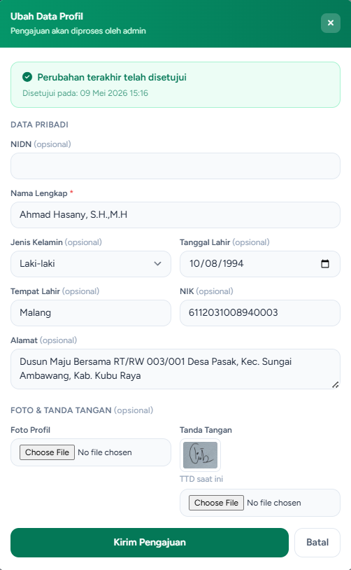 Pengajuan Profil