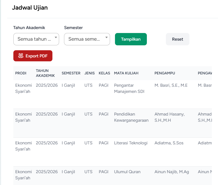 Jadwal Ruangan