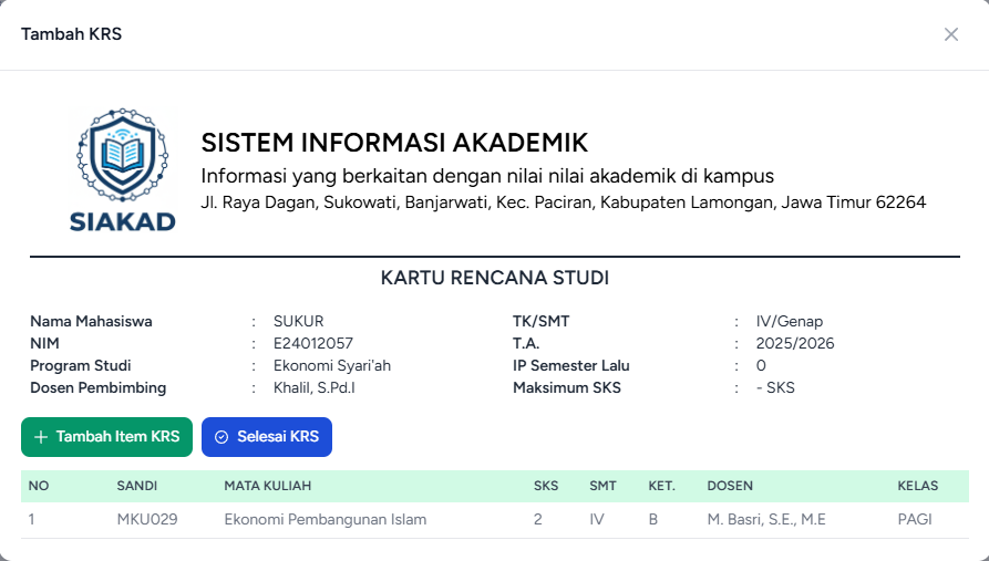 Tambah KRS